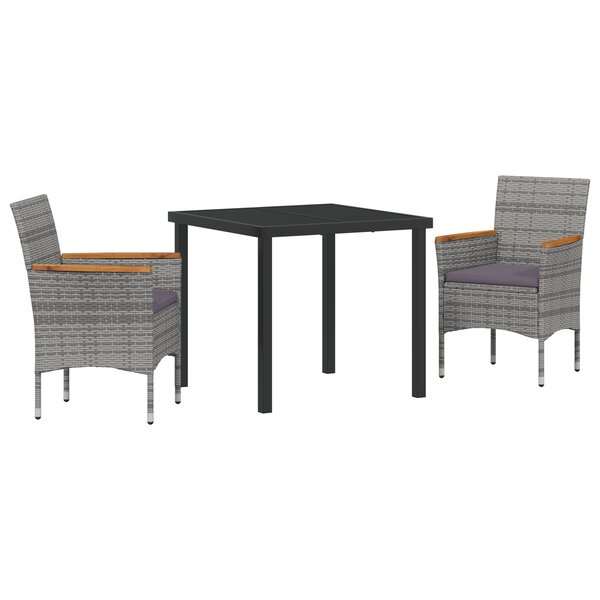vidaXL Set de jardin 3 pièces en rotin synthétique gris