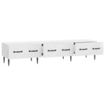 vidaXL Meuble TV Blanc brillant 147 x 34 5 x 30 cm Bois d'ingénierie