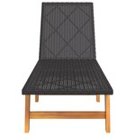 vidaXL Chaises longues lot de 2 noir/marron résine tressée/bois acacia