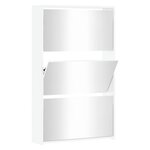 vidaXL Armoire chaussures miroir 3niveaux Blanc brillant 63x17x102 5cm
