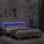 vidaXL Cadre de lit avec tête de lit et LED gris béton 140x190 cm