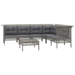 Salon de jardin meuble d'extérieur ensemble de mobilier 7 pièces avec coussins gris résine tressée 02_0017218