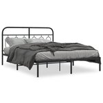 vidaXL Cadre de lit métal sans matelas avec tête de lit noir 140x190cm