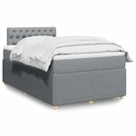 vidaXL Sommier à lattes de lit et matelas gris clair 120x190 cm tissu