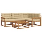 vidaXL Ensemble de canapés d'extérieur 5 Pièces Naturel et Beige