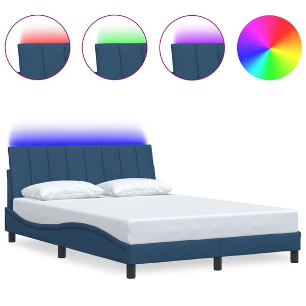 vidaXL Cadre de lit sans matelas bleu 140x190 cm tissu