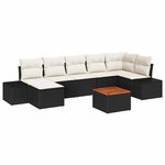 vidaXL Ensemble de canapé de jardin 8 Pièces Noir  blanc
