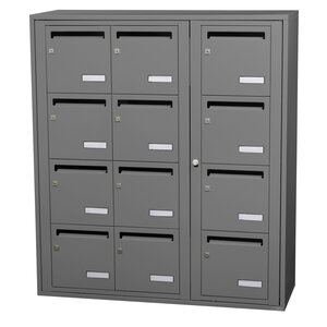 Bloc collectif Leabox 3x4 grade 3 simple face intérieur fixation murale gris poussière ral 7037 finition brillante