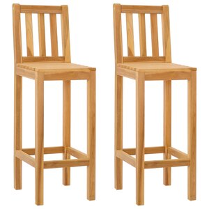 vidaXL Tabouret de bar 2 pc Naturel Bois de teck massif