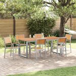 vidaXL Ensemble de salle à manger pour jardin 7 Pièces Gris et marron