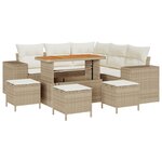 vidaXL Set de canapé de jardin de 9 pièces avec des coussins en rotin polybeige et en acacia.