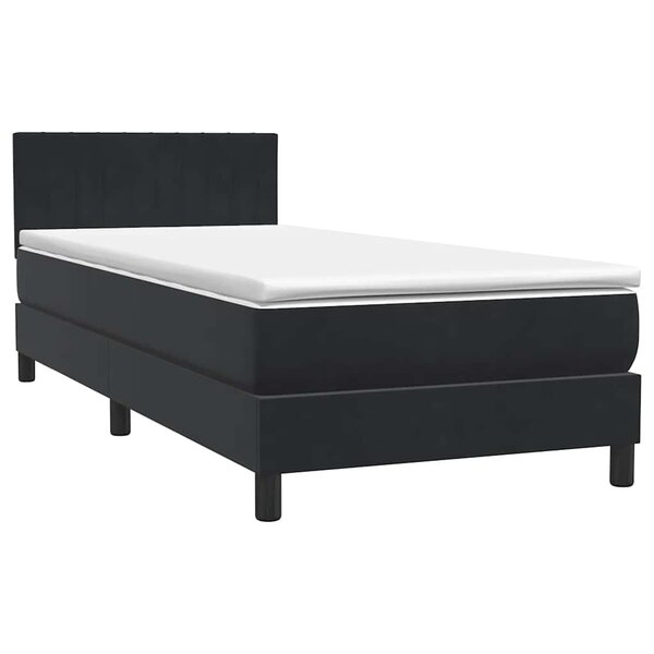 vidaXL Sommier à lattes de lit avec matelas noir 80x220 cm velours