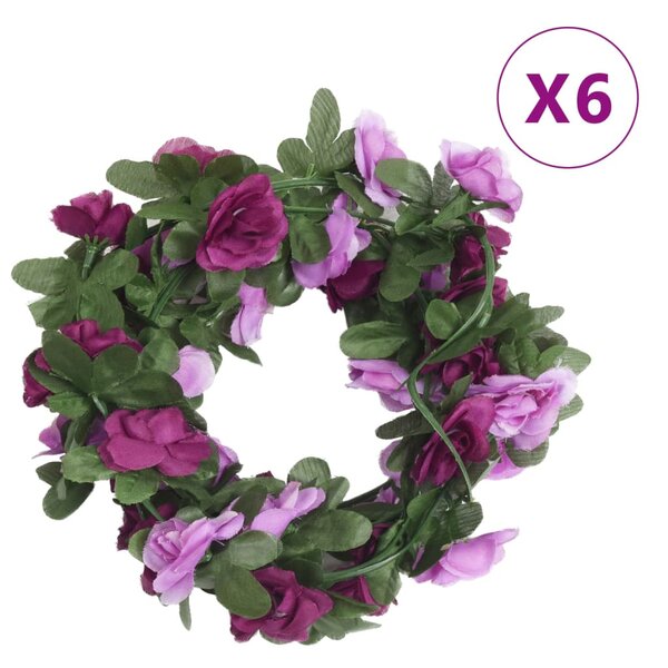 vidaXL Guirlandes de fleurs 6 Pièces violet clair 250 cm
