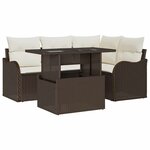 vidaXL Ensemble de repas extérieur 5 Pièces Marron Poly rotin