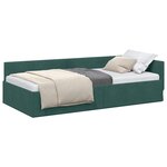 vidaXL Cadre de lit d'angle Vert foncé 80 x 200 cm Velours