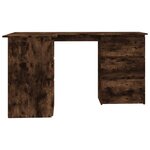 Bureau table poste de travail meuble d'ordinateur informatique étude d'angle chêne fumé 145 x 100 x 76 cm bois d'ingénierie brun 02_0023672