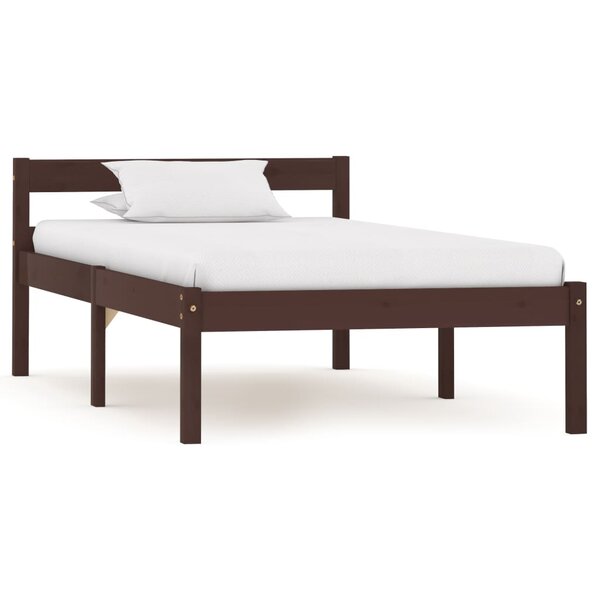 vidaXL Cadre de lit Marron foncé Bois de pin massif 90x200 cm