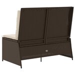 vidaXL Banc de jardin avec coussin Marron Poly rotin