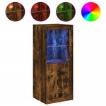 vidaXL Buffet avec lumières LED chêne fumé 41x37x100 cm