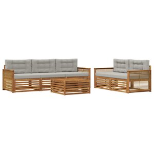 vidaXL Ensemble de canapés d'extérieur 6 Pièces Naturel et gris clair