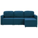 vidaXL Canapé-lit modulaire 3 places Bleu Tissu