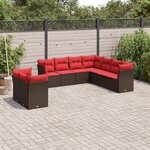 vidaXL Salon de jardin avec coussins 9 Pièces marron résine tressée