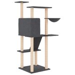 vidaXL Arbre à chat avec griffoirs en sisal gris foncé 143 cm