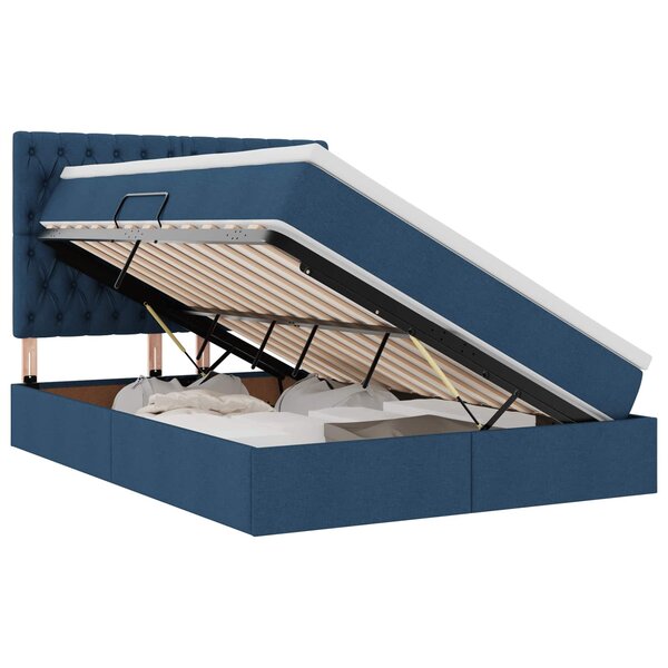 vidaXL Lit avec rangement et LED avec LED Bleu 140 x 190 cm Polyester