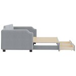 vidaXL Lit de jour avec gigogne et tiroirs gris clair 90x190 cm tissu