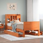 vidaXL Lit bibliothèque sans matelas cire marron 90x190 cm pin massif