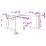 vidaXL Table basse cadre en O 90x90x45 cm bois de pin massif et acier