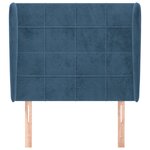 vidaXL Tête de lit avec oreilles Bleu foncé 93x23x118/128 cm Velours