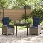 vidaXL Ensemble de salle à manger pour jardin 3 Pièces Gris polyrotin