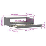 vidaXL Cadre de lit extensible Gris Bois de pin 90x200 cm