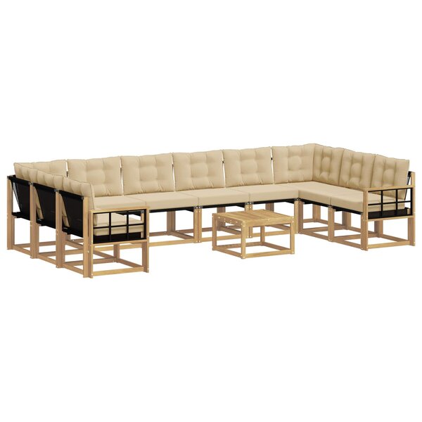 vidaXL Ensemble de canapés d'extérieur 11 Pièces Blanc et Beige
