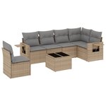 vidaXL Salon de jardin avec coussins 7 Pièces beige résine tressée