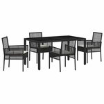 vidaXL Ensemble de salle à manger pour jardin 5 Pièces Noir polyrotin