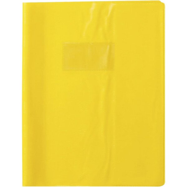 Protège-cahier Madras PVC 22/100e Avec Rabat Marque page 17x22 jaune CALLIGRAPHE
