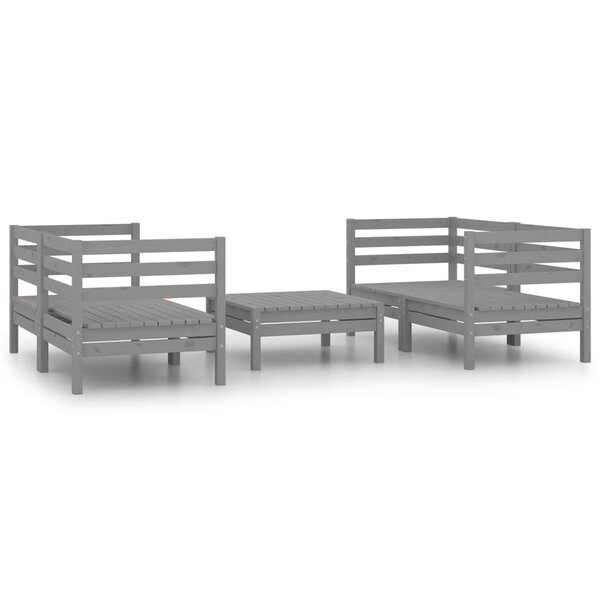 Salon de jardin meuble d'extérieur ensemble de mobilier 5 pièces gris bois de pin massif 02_0016581