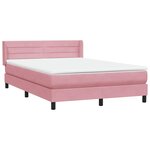 vidaXL Sommier à lattes de lit avec matelas rose 140x210 cm velours