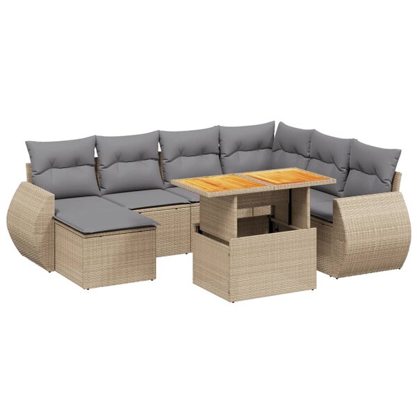 vidaXL Salon de jardin avec coussins 8 Pièces beige résine tressée