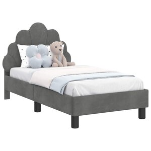 vidaXL Cadre de lit pour tout-petit avec tête de lit Gris foncé