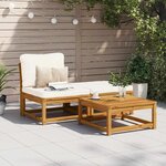 vidaXL Salon de jardin 3 Pièces avec coussins bois massif d'acacia