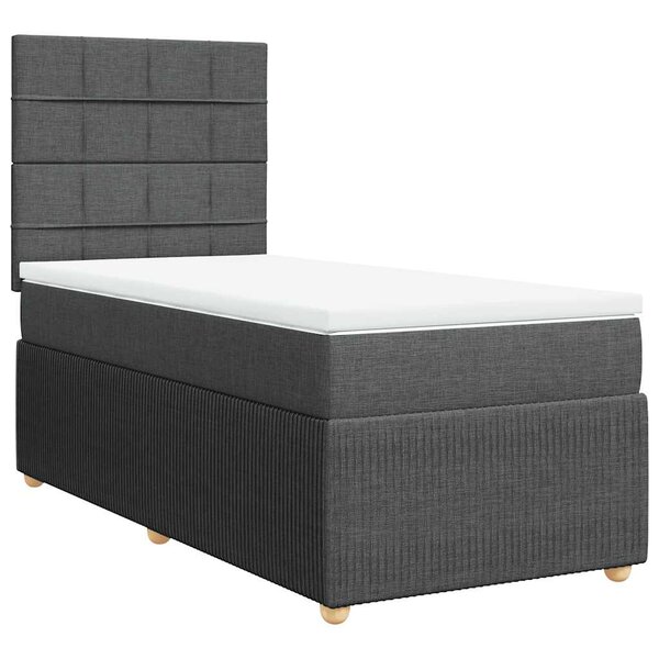 vidaXL Sommier à lattes de lit avec matelas Gris foncé 80x200 cm Tissu