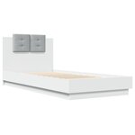 vidaXL Cadre de lit avec tête de lit blanc 90x200 cm bois d'ingénierie