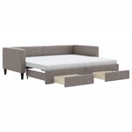 vidaXL Lit de jour avec gigogne et tiroirs taupe 90x200 cm tissu