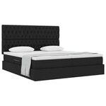 vidaXL Lit de Rangement avec tête de lit Noir 180 x 200 cm Tissu