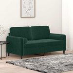 vidaXL Canapé 2 places avec oreillers vert foncé 140 cm velours