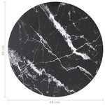 vidaXL Dessus de table noir Ø40x0 8cm verre trempé avec design marbre
