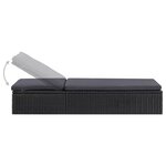 vidaXL Chaise longue Résine tressée Noir et gris foncé